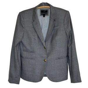 J.Crew Schoolboy Blazer Womens 10 Gray Wool Gold Crest Buttons Lined